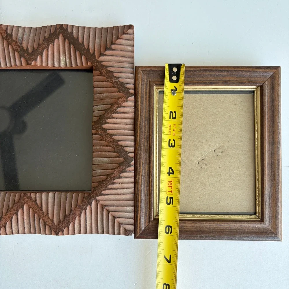 Vintage Picture Frame Set Gold Metal Wood Pier 1 Carved Textured 3 Piece Bundle